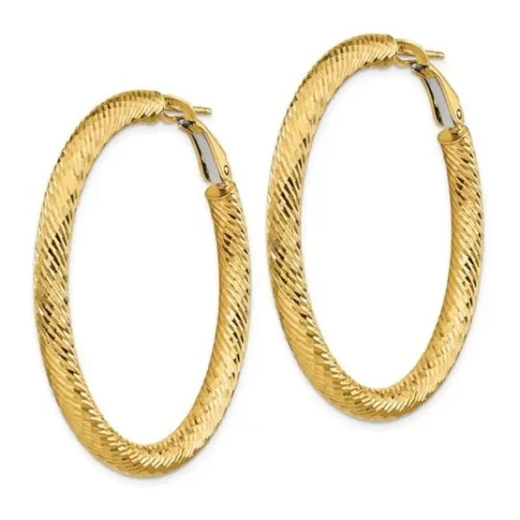 Exquisite 14k Yellow Gold Diamond-Cut Hoop Earrings for Women